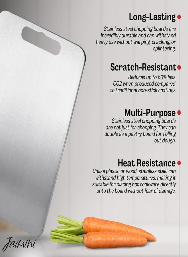 Jaimini Stainless Steel Chopping Board for Kitchen | Heavy-Duty Steel Cutting Board | Rust-Free, Food Grade, Hygienic (Small) - Image 3